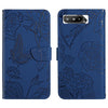 For Asus ROG Phone 5 ZS673KS Skin Feel Butterfly Peony Embossed Leather Phone Case(Blue)