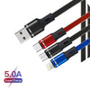 XJ-76 40W 5A 3 in 1 USB to 8 Pin + Type-C + Micro USB Super Flash Charging Cable, Length: 1.18m(Colour)