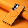 For Samsung Galaxy S25 Ultra 5G Solid Color Retro Magsafe PU Back Cover Phone Case(Yellow)