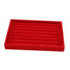 Velvet Case Jewelry Display Holder Organizer Rings Earrings Storage Tray(Red)