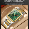 Curren 8457 Business Steel Strap Square Men Quartz Watch, Color: Gold Green