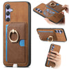 For Samsung Galaxy A54 5G Retro Cross Leather Ring Side Insert Card Bag MagSafe Phone Case(Brown)