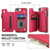 For iPhone 8 Plus / 7 Plus Double Flap Zipper RFID Leather Phone Case with Short Lanyard(Red)