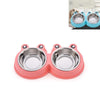 Pink Stainless Steel Double Pet Bowl for Cats & Dogs