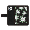 For iPhone 11 Pro Max Floral Pattern Leather Phone Case with Lanyard(Black)