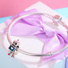 Retro Style S925 Sterling Silver Robot Charm DIY Beaded