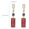 Female Small Fresh Oil Drop Rectangular Earrings Houndstooth Color Contrast Geometric Long Earrings