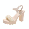 HALINFER Summer High Heel Sandals Thick Bottom Waterproof Platform Women Shoes, Size: 40(Beige)