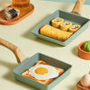 Tamagoyaki Mini Nonstick Pan Flat-Bottomed Breakfast Pan, Style:Long-shaped(Green)