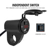 ZH-975B1 Motorcycle Aluminum Alloy Waterproof Mobile Phone Single USB Charger with Red Voltmeter(Black)