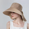 8112 Ladies Sunshade Large Brim Ponytail Bucket Hat(Khaki)