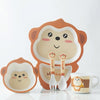 Bamboo Fiber Children Tableware Set Household Cute Cartoon Baby Food Supplement Plate Set(043 Monkey)