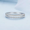 S925 Sterling Silver Platinum-plated Zircon Double-layer Ring, Size: 6