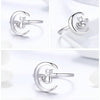 S925 Sterling Silver Open Ring Moon Cat Female Ring