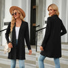 Autumn And Winter Women Button Long Sleeve Loose Cardigan Jacket, Size: XL(Black)