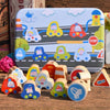 Wooden Toys Baby DIY Toy Cartoon Fruit Animal Stringing Threading Wooden Beads Toy(Transportation)