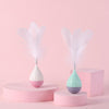 Interactive Cat Feather Tumbler Toy - White+Pink