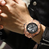 BINBOND B2266 Men Luminous Calendar Outdoor Waterproof Watches, Color: Black Leather-White Steel