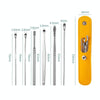 6 In 1 Stainless Steel Spring Spiral Portable Ear Pick, Specification: Yellow Leather Case