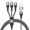ENKAY 6-in-1 5A USB / Type-C to Type-C / 8 Pin / Micro USB Multifunction Fast Charging Cable, Cable Length:1m(Grey)