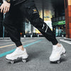 Deformable Four-wheel Retractable Double-row Dual-purpose Roller Skates, Size: 36(DF09 White Black)