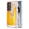 For Samsung Galaxy S25 Ultra 5G Electroplating Dual-side IMD Phone Case with Ring Holder(Draft Beer)