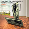 For Samsung Galaxy S23 Ultra 5G Shield Hollow Frame Holder MagSafe Phone Case(Olive Green)