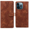 For iPhone 12 Pro Max / 13 Pro Max Lace Floral Embossed Magnetic Buckle Leather Phone Case(Brown)