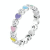 S925 Sterling Silver Rainbow Heart Zircon Women Ring, Size:8