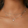 S925 Sterling Silver Platinum-plated Tassel Moissanite Double-layer Necklace(MSN034)