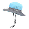 9002 Summer Women Outdoor Sun Hats Fisherman Hat With Ponytail Hole(Two-color Children Blue)