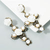 1 Pair Baroque Rose Flower Cross Long Earrings Vintage Earrings(White)