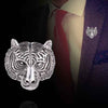 Personality Tiger Head Brooch Men Suit Pin Vintage Badge Collar Pin(Silver)