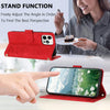 For iPhone 12 Pro Max Tulips Embossed Leather Phone Case with Lanyard(Red)