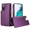 For Samsung Galaxy S20 FE Double Flap Zipper RFID Leather Phone Case with Short Lanyard(Dark Purple)
