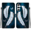 For Samsung Galaxy S24+ 5G Crystal Texture Colored Drawing Leather Phone Case(White Butterfly Feathers)
