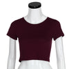 Round Neck Exposed Navel Shirt Body Short Sleeve T-shirt, Size: M(Fuchsia)