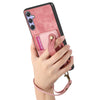 For Samsung Galaxy S25 5G Retro Cross Wristband Wallet Leather Back Phone Case(Pink)