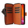 For iPhone 12 / 12 Pro Nine-card Slots Zipper Wallet Bag Leather Phone Case(Brown)