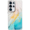 For Samsung Galaxy S23 Ultra 5G Electroplated Marble Texture Phone Case(Yellow Green M13)