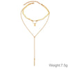 Simple Sexy Handmade Sequins Star Tassels Circle Clavicle Chain Long Pendant Double-layer Chain(Gold)