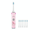 USB Charging Fully Automatic Ultrasonic Cartoon Children Electric Toothbrush, Color: Pink with 6 Heads
