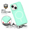 For iPhone 15 Shockproof MagSafe Armor PC Hybrid TPU Phone Case(Mint Green+Grayish Green)