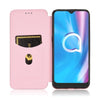 For Alcatel 1SE 2020 Carbon Fiber Texture Horizontal Flip TPU + PC + PU Leather Case with Card Slot(Pink)