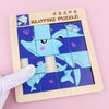 2 PCS Cartoon Animal Double-Sided Klotski Puzzle Children Wooden Toy Early Education Jigsaw Puzzle(Fox)