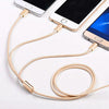 5 PCS 2A 3 In 1 USB To USB-C / Type-C + 8 Pin + Micro USB Braided Data Cable(Black)