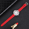 CAGARNY 6878 Water Resistant Fashion Women Quartz Wrist Watch with Leather Band(Red+Silver)