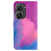 For Asus Zenfone 9 Watercolor Pattern Flip Leather Phone Case(Purple Red)