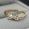 3 PCS Women Fashion Crystal Bowknot Cubic Zirconia Rings(gold)