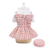 Pink Dog Dress with Hat, Summer Outfit, Small